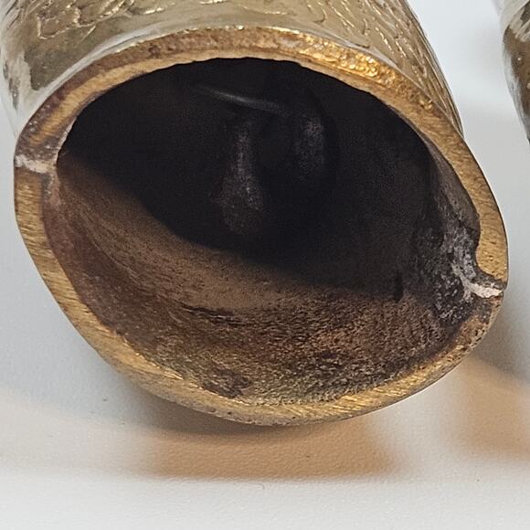 2 Vintage Brass Owl Bells Mid Century dinner bell Boho Bell Hoot Rings - Picture 6 of 7